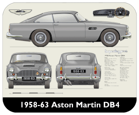 Aston Martin DB4 1958-63 Place Mat, Small